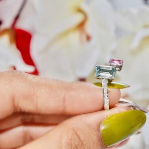 Pink und Grün Diamantring