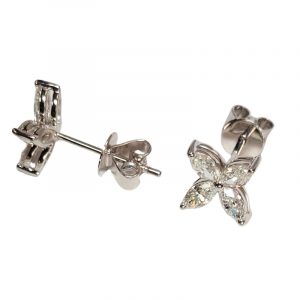 Diamant Ohrstecker Marquise Navette Weissgold 0,76 ct. Blüte