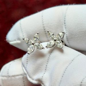 Diamant Ohrstecker Marquise Navette Weissgold 0,76 ct. Blüte