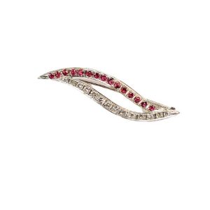 Brosche Diamanten Rubin Weissgold