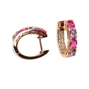 Diamant Creolen bunt pink lila Rosegold