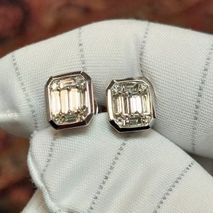 Diamant Ohrstecker Baguette 0,68 ct. Weissgold 3