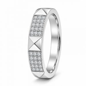Diamant Ring, Pyramiden, Weissgold, 750, 18K