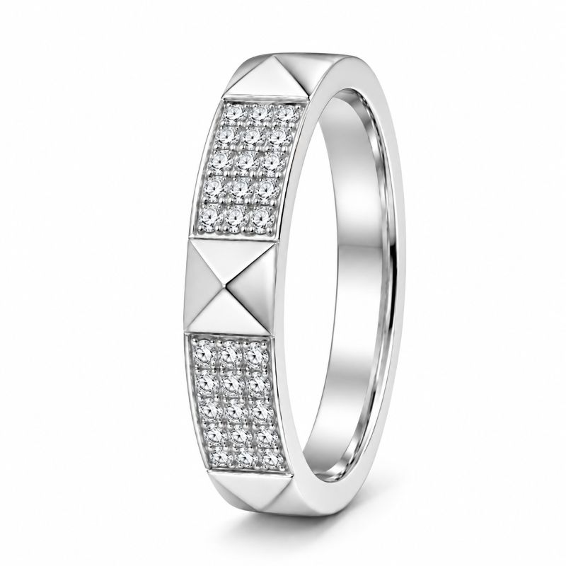 Diamant Ring, Pyramiden, Weissgold, 750, 18K