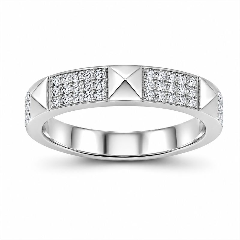 Diamant Ring, Pyramiden, Weissgold, 750, 18K