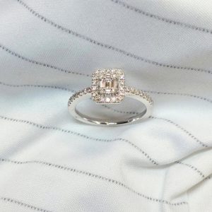 Diamantring Baguette 0,37 ct. Weissgold 18K