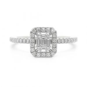 Diamantring Baguette Brillant 18K Weissgold