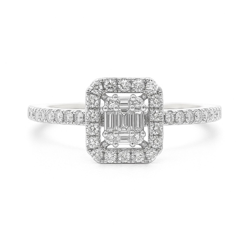 Diamantring Baguette Brillant 18K Weissgold