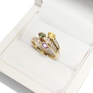 Diamantring bunt 0,17 ct. mit Saphiren