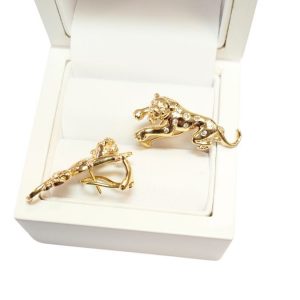 Jaguar Panther Ohrringe Clips Gelbgold