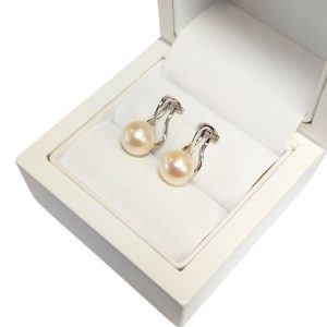 Ohrclips Weissgold Perlen Clips 585 14K ca. 9 mm breit