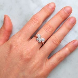 Diamantring Schmetterling Weissgold 750 18K Brillanten