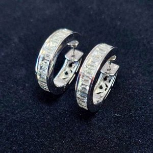 Baguette Diamanten 6 ct Ohrringe Weissgold 18K