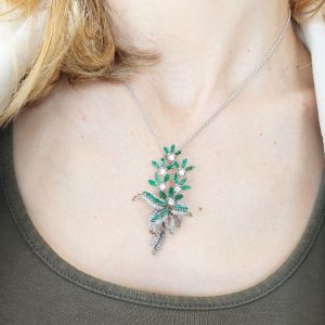 Diamant Smaragd Anhänger 750 18K alt antik