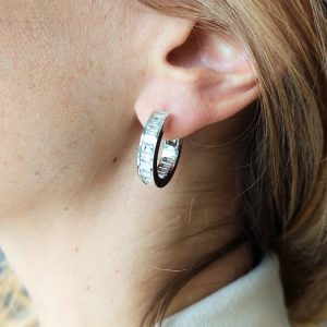 Baguette Diamanten 6 ct Ohrringe Weissgold 18K