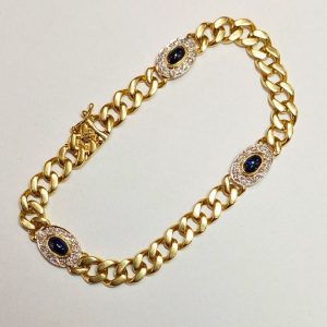 Armband Gelbgold 14K Saphir Diamant