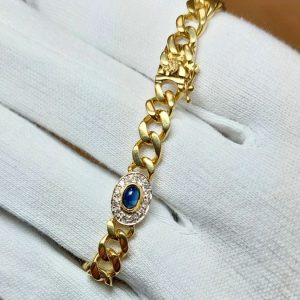 Cabochon Saphir Armband Gelbgold 585