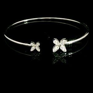 Diamant Armreif "Blüten" 0,41ct Weissgold 18K