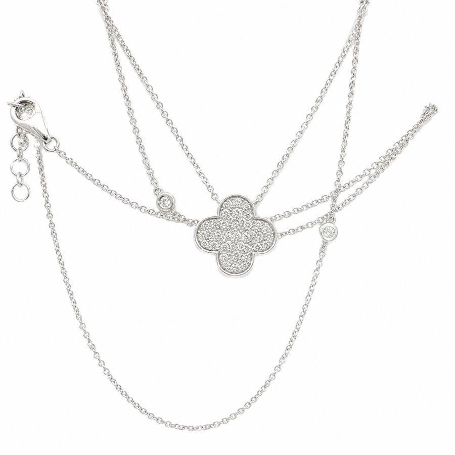 Diamant Collier, Diamantcollier, Kreuz, Weissgold, Gold, 750, 18K