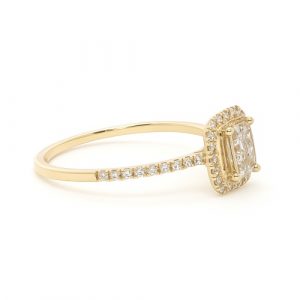Diamantring Baguette Brillant 18K Gelbgold