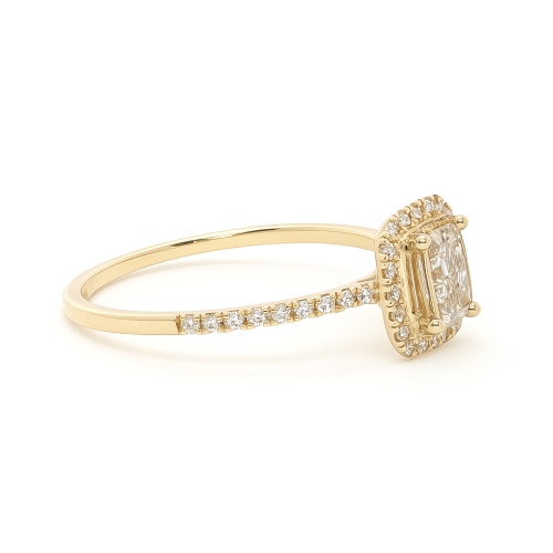 Diamantring Baguette Brillant 18K Gelbgold