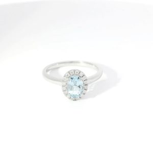 Diamant Ring "Aquamarin" 0,12ct Weissgold 18K