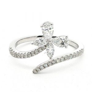 Ring Blüte Tropfen Pear offen Brillant 18K Weissgold