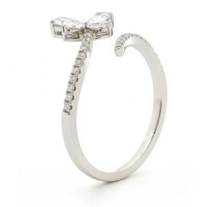 Ring Blüte Tropfen Pear offen Brillant 18K Weissgold