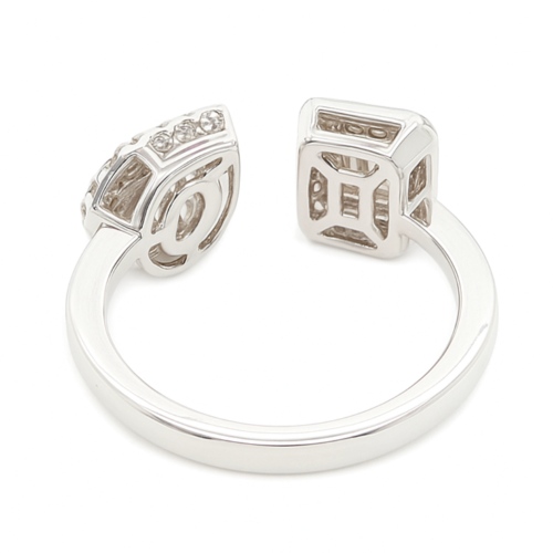 Ring Doppelkopf Fancy Baguette Marquise Tropfen Weissgold 18K