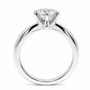 Verlobungsring 6 Krappen schwer Solitär Weissgold 18K 750