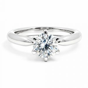 Verlobungsring 6 Krappen schwer Solitär Weissgold 18K 750