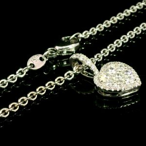 Diamant Anhänger, Herz, Kette, Weissgold, 18K