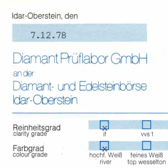 DPL Altes Diamant Zertifikat 1978 Alte Zertifikate web