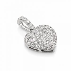 Diamant Anhänger, Diamantanhänger, Herz, Weissgold, 750, 18K