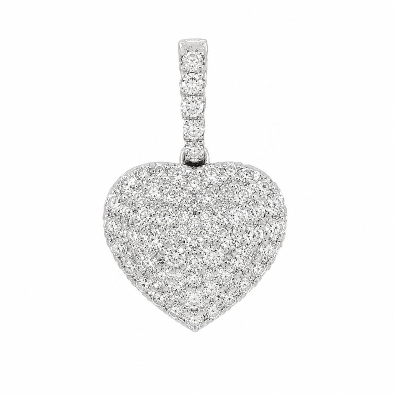 Diamant Anhänger, Diamantanhänger, Herz, Weissgold, 750, 18K