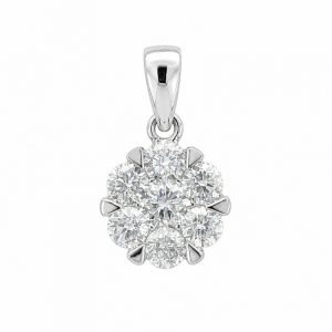 Diamant Anhänger, Diamantanhänger, Illusion, Weissgold, 750, 18K