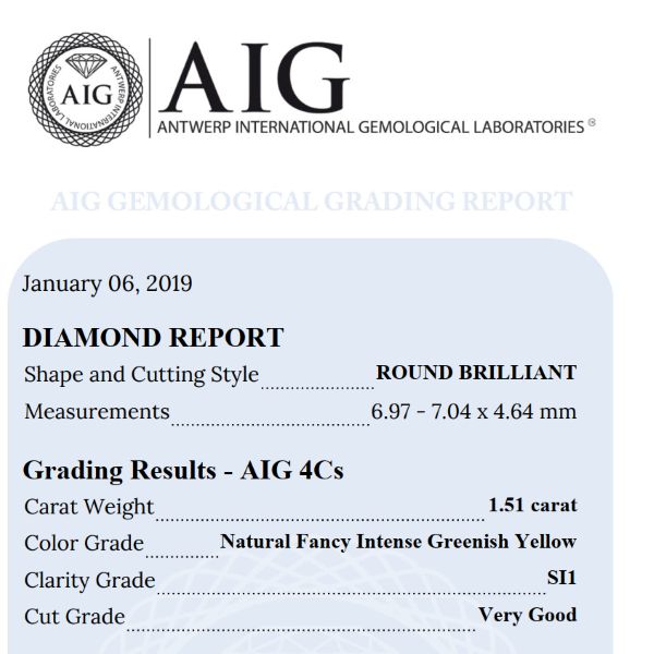 AIG Lab Diamond Certificate Diamant Zertifikat