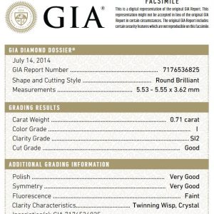 GIA Zertifikat 0,71 ct.