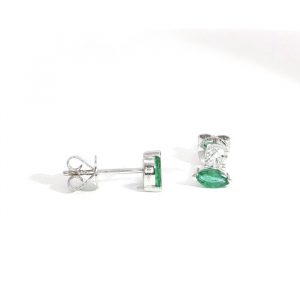 Diamant, Ohrstecker, Smaragd, Weissgold, 18K