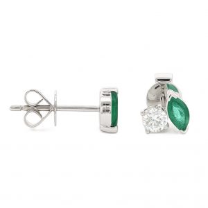 Ohrstecker Smaragd Op24_19 Weissgold 18K Brillant Ohrringe