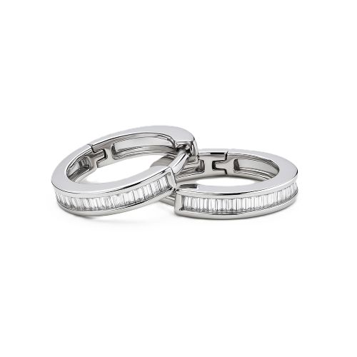 Creolen Baguette Weissgold OP24_16 0,216 ct. Ohrringe 18K