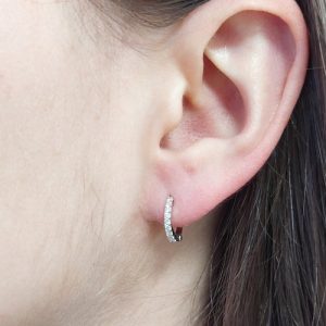 Diamant Creolen 0,214 ct. dezente Ohrringe 18K Weissgold