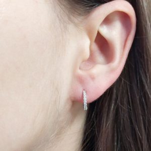 Diamant Creolen 0,214 ct. dezente Ohrringe 18K Weissgold