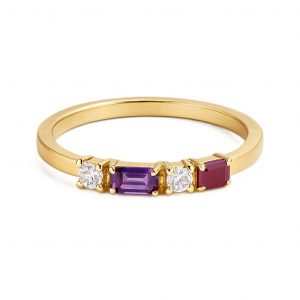 Rubin Amethyst Diamantring Gelbgold 18K