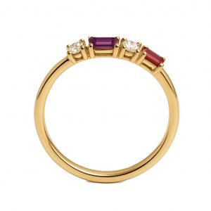 Rubin Amethyst Diamantring Gelbgold 18K