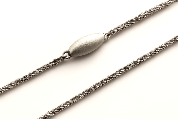 Goldkette, Kordelkette, Weissgold, 750, 18K