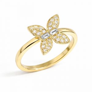 Blüte Diamantring Gelbgold 18K