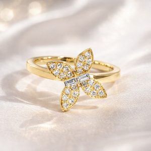 Blüte Diamantring Gelbgold 18K