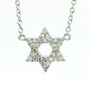 Diamant, Collier, Davidstern, Weissgold, 18K