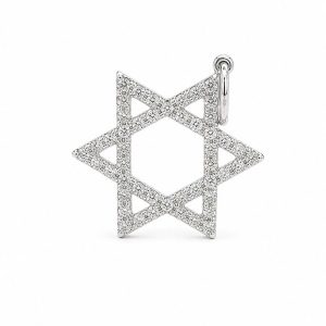 Diamant Anhänger, Davidsstern, Weissgold, Gold, 750, 18K